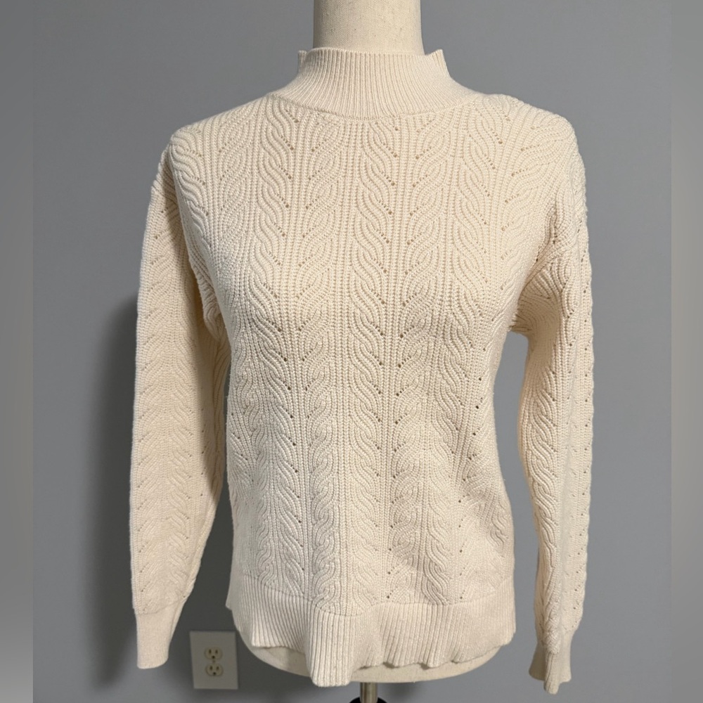 Cyrus Ivory Cable Knit Turtleneck Sweater